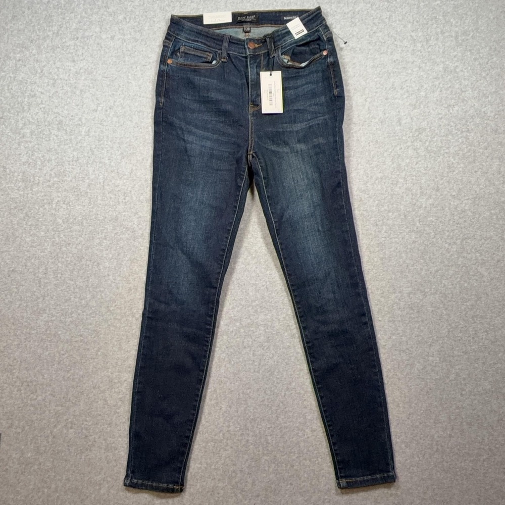 Judy Blue Jeans Womens 7/28 Dark Wash Blue High Waist Skinny Stretch JB82235DK